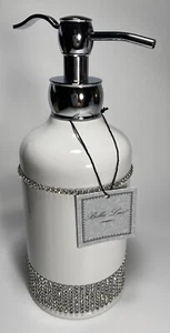 BELLA LUX NEW!!! White Soap Dispenser Pump Silver Rhinestone GLAM White Lux - Picture 1 of 5