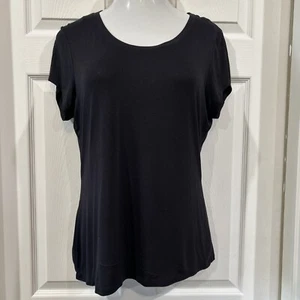 Jaclyn Smith Collection Tee T-Shirt Oberteil Damen Schwarz Stretch Strick Kurzarm - Bild 1 von 7