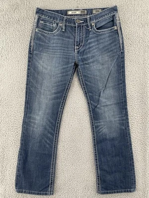 Buckle BKE Mens Jeans Aiden 32L 32x30 Dark Wash Thick Stitch Distressed - Image 1 of 4