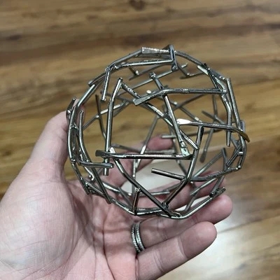 Tejido Decorativo Bola de Metal Moderno Decoración del Hogar Estatua Escultura Esfera Globo 14"C Foto 1 de 4