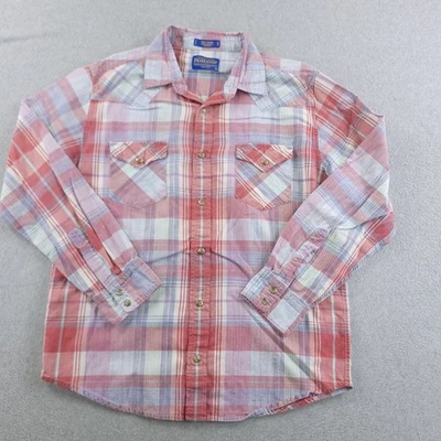 Camisa Pendleton Hombres Mediana Rosa Azul Cuadros Épica Camisa Occidental Country Snap Rodeo Foto 1 de 4