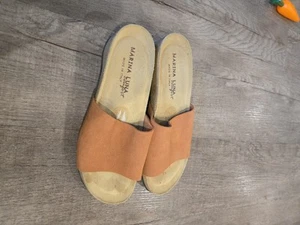 Marina Luna Women's Comfort Suede Slides Cork Heel Sandals Burnt Orange Sz 7.5 - Picture 1 of 7