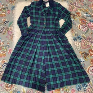 Mono/Vestido De Colección Lanz Originals Azul y Verde A Cuadros Pierna Ancha EE. UU. Talla 14 - Imagen 1 de 6