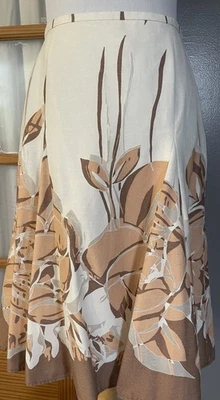 Falda floral Jones Wear para mujer talla 8 blanca beige Cottagecore City Career Foto 1 de 4