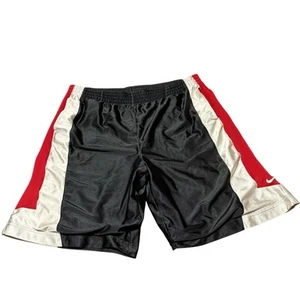 Pantalones Cortos de Baloncesto Nike De Colección Talla XL Negro Rojo Deslumbrante Sedoso Brillante Sueltos Y2K - Imagen 1 de 5