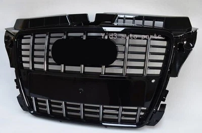 S3 风格 Chrome Strip 前保险杠格栅 适用于奥迪 A3 S3 2009 - 2012 光面黑色 — 第 1/3 张图片