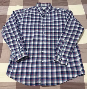 LL Bean Mens Large Blue Red Wrinkle Free Traditional Fit Button Down Shirt - Picture 1 of 8
