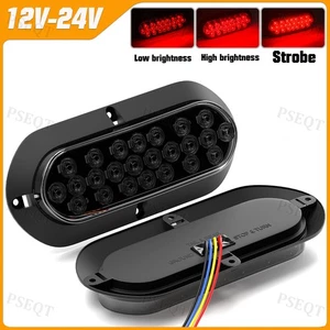 2X 6" Oval Red led Surface Mount Trailer Strobe Brake Signal Tail Lights 12V - Picture 1 of 6