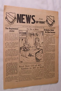 1943 WWII VOL 1 #8 CAMP MAXEY TEXAS UP FRONT NEWS NEWSLETTER US ARMY - Imagen 1 de 4