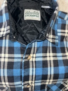 Outdoors Exchange Herren LG BLAU schwarz kariert Shacket Taschen Knopf warm gesteppt - Bild 1 von 12