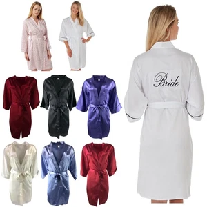 Silky Shiny Satin Bathrobe Wrap Kimono Dressing Gown Robe Housecoat Size 8 - 22! - Picture 1 of 18