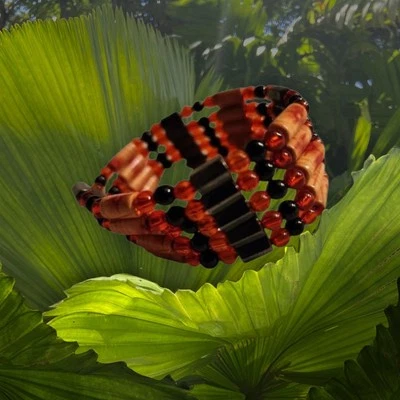 Multi Hilo Naranja Negro Semilla Madera Magnética 34" Single Strand Pulsera Cuello Foto 1 de 4