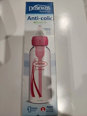 1 Dr. Brown's Natural Flow Options+ Anti-Colic PINK Baby Narrow 8 oz. Bottle - Image 1 of 4