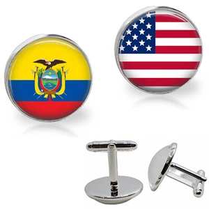 Equador amerikanische Flaggen Herren Manschettenknöpfe Staatsbürgerschaft Geschenk Country Pride - Bild 1 von 1