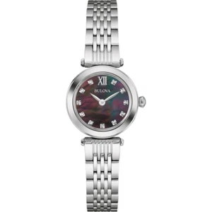 Bulova 96S169 Ladies Black Mother Of Pearl with Diamonds Wristwatch - Picture 1 of 12