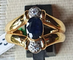 SORTIJA ORO AMARILLO DE 18 QUILATES CON ZAFIRO FINO. Peso 3,80 gr. Dedo nº 17. - Imagen 1 de 2