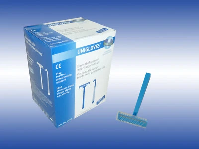 Unigloves Einmal-Rasierer 100 Stück Einwegrasierer einschneidig KLingenschutz