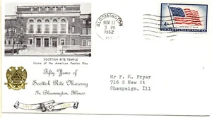 BLOOMINGTON, Illinois - Scottish Rite Temple 50th Anniversary 1962 Cover - Picture 1 of 3