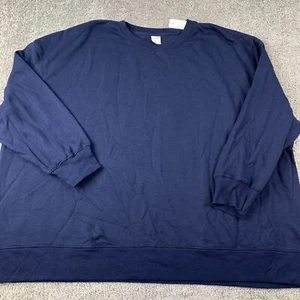 NWT Terra & Sky Sweatshirt Women's 4X Navy Blue Pullover Fleece Casual - Picture 1 of 7