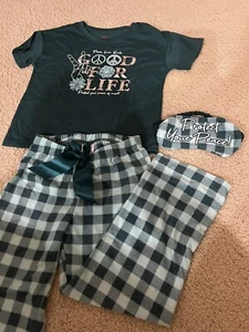 JUSTICE. GIRLS PJ SET Plush Bottom with sleeping mask Size XS 5-6YRS. - Picture 1 of 8