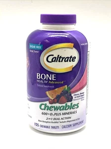 Caltrate Bone Health Advanced Chewables Sugar Free 155 ct Exp 10/25 - Picture 1 of 3