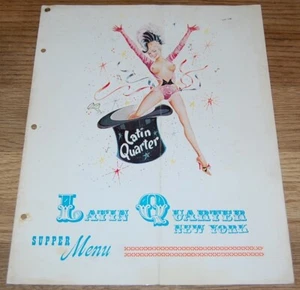 VINTAGE SUPPER MENU LATIN QUARTER NEW YORK WITH NUDE TOPLESS SHOWGIRL COVER ART - Picture 1 of 5