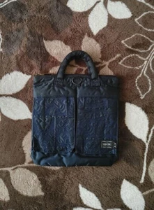 PORTER KAWS 2-Way Mini Helmet Bag Navy Collab Shoulder Tote Used - Picture 1 of 15