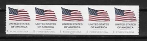 Estampilla Forever bandera de Estados Unidos 2025 APU pequeña tira de bobina enchapada de 5 Scott #6017 - Imagen 1 de 1