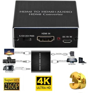 HDMI to HDMI Audio Extractor Converter 4K x 2K 3D Optical SPDIF Stereo Splitter - Picture 1 of 7