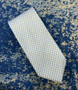 Corbata Geoffrey Beene Azul Claro Tonal Cuadro Hecho a Mano - Imagen 1 de 4