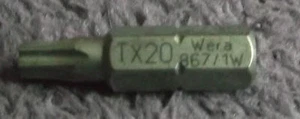 Wera Torx TX 20 By 25mm Screwdriver Bit TX20 T20 Star 867/1 Z TX W - Picture 1 of 1