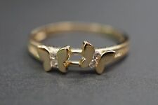 14K Solid Yellow Gold High Polished Fancy Two Butterfly With CZ Ring. Size 7.5