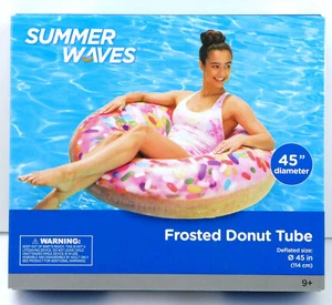 Summer Waves Giant Inflatable Frosted Sprinkle Donut Tube Pool Float 45” - Picture 1 of 8