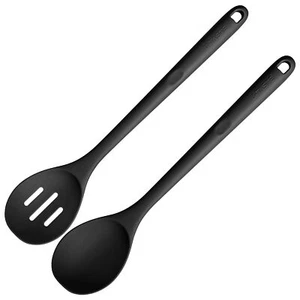600ºF Heat Resistant Silicone Spoons 13.3in Solid & Slotted Kitchen Cooking S... - Picture 1 of 9