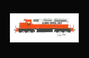 Illinois Central Gulf SD40-2 11"x17" Matted Print Andy Fletcher signed - Picture 1 of 1