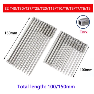 5Pcs Long Reach Torx Star Hex Tamper Proof Screwdriver Bits Security Bit Set UK - Image 1 of 4