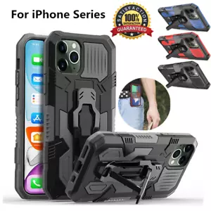 For iPhone 14 13 12 11 Pro Max XS XR Shockproof Armor Case Cover With Belt Clip - Picture 1 of 18