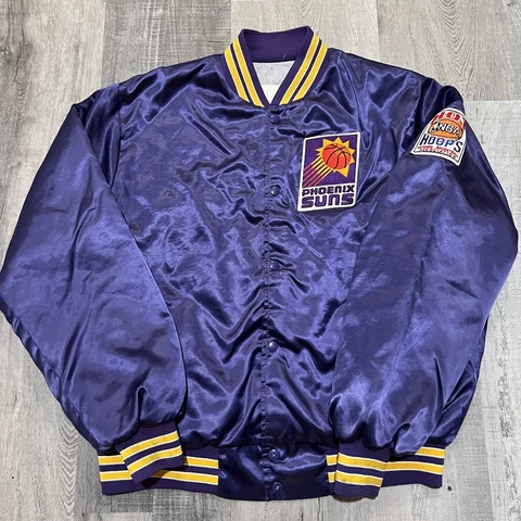 Vintage Chalk Line Phoenix Suns Hot Hoops 80s/90s Purple Satin NBA Bomber Jacket Cover