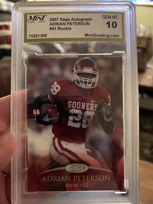 2007 SAGE Autograph 41 Adrian Peterson Mint 10 - Image 1 of 3