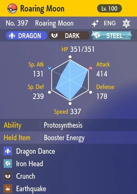 POKÉMON Pokemon Scarlet and Violet 6iv Shiny Max EV Roaring Moon