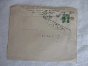 WW1 enveloppe 1916 SUISSE POUR CATANIA ITALIE CACHET DE CENSURE - Imagen 1 de 4
