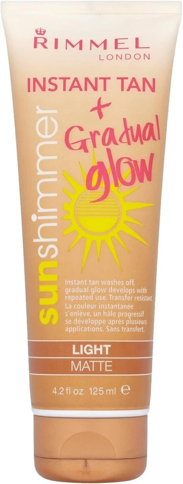 RIMMEL SUN SHIMMER WATERPROOF INSTANT TAN & GRADUAL GLOW LIGHT MATTE - 125ml