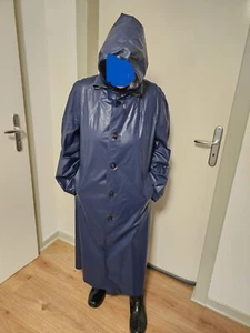 Klepperregenmantel gummi Farbe blau Gr. 52 mit Kapuze top Zustand - Bild 1 von 15