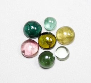 Natural Multi Tourmaline Cabochon Lot In Round Shape 9.00 Carats 5 mm 7 mm Size - Picture 1 of 8