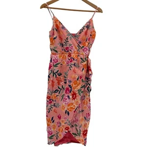Lovers + Friends Dress Orchid Women XS Pink Floral Linen Faux Wrap Sleeveless - Picture 1 of 17