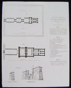 Glass Magic Lantern Slide EGYPTIAN TEMPLE PLAN C1890 EGYPT ARCHAEOLOGY - Picture 1 of 2