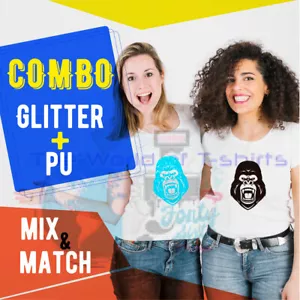 HTV HEAT TRANSFER VINYL 5 YARDS TRANSVINYL FLEXX + 3 YARDS GLITTER 20" COMBO - Picture 1 of 3