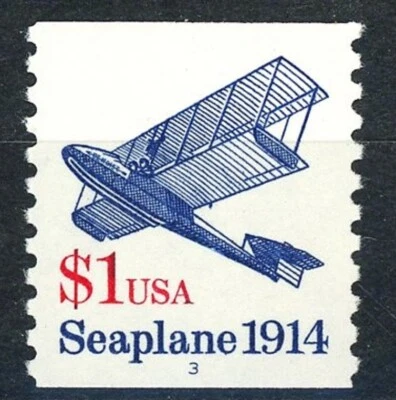 Seaplane Plate Numbered Coil Single Shiny Gum Scott's 2468B Plate #3 VF - Image 1 of 2