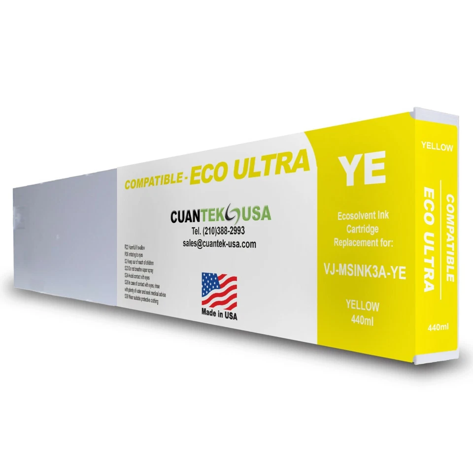 MUTOH MS31 Eco-Solvent Compatible YELLOW 440ml Ink Cartridge - MADE IN USA - Image 1 of 1