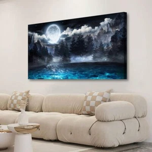 Moon Ocean Pictures Canvas Wall Art for Living room Office Bedroom Wall Decor,Oc - Picture 1 of 9